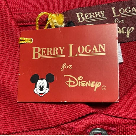 ☆タグ付き新古品☆ MADE IN ITALY製 BERRY LOGAN for Disney Mickey Mouse 刺繍入り鹿の子ポロシャツ レッド Sサイズ