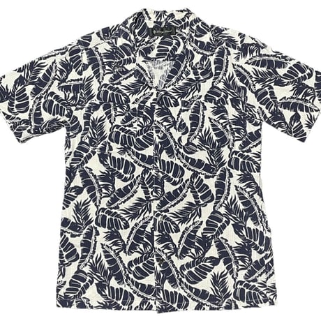 LOUNGE LIZARD シアサッカー生地アロハシャツ ホワイト×ネイビー 3/Lサイズ