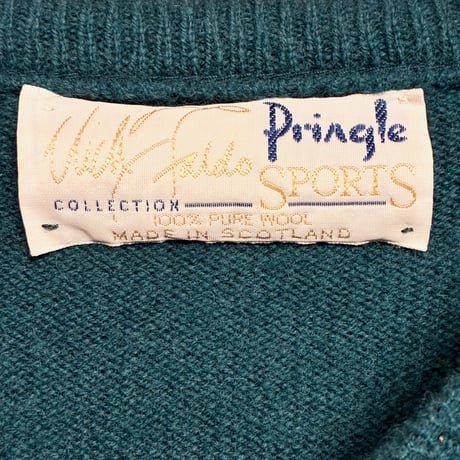 MADE IN SCOTLAND製 90s Pringle SPORTS Nick Faldo クルーネックウールセーター グリーン Lサイズ