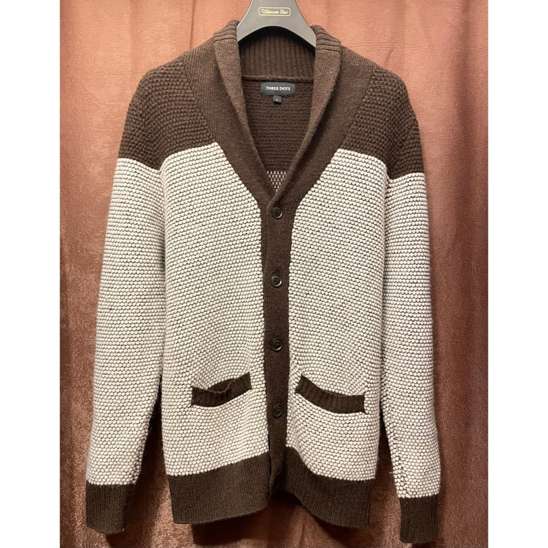 新品タグ付き three dots ショールカラーボーダーカーディガン 新品タグ付き three dots ショールカラーボーダーカーディガン