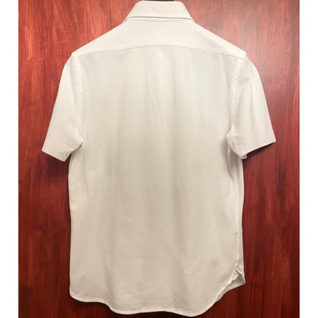 【BARNEYS NEWYORK 取り扱い】 MADE IN ITALY製 GUY ROVER 半袖鹿の子ニットシャツ ホワイト Mサイズ