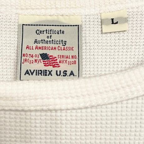 AVIREX クルーネックサーマルニットTシャツ ホワイト Lサイズ