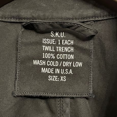 【JOURNAL STANDARD 取り扱い】 MADE IN USA製 S.K.U. SAVE KHAKI UNITED コットンステンカラーコート ブラック XSサイズ