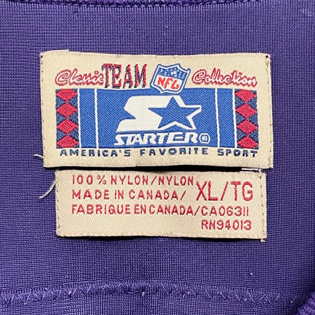 レア MADE IN CANADA製 90s STARTER × NFL MINNESOTA VIKINGS 84 RANDY MOSS モデル フットボールジャージー パープル XLサイズ
