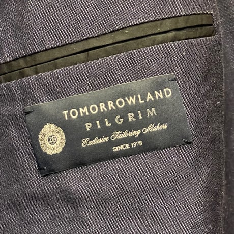MADE IN ITALY製 ANGELICO生地使用 TOMORROWLAND PILGRIM リネンウールダブルテーラードジャケット ネイビー 44サイズ