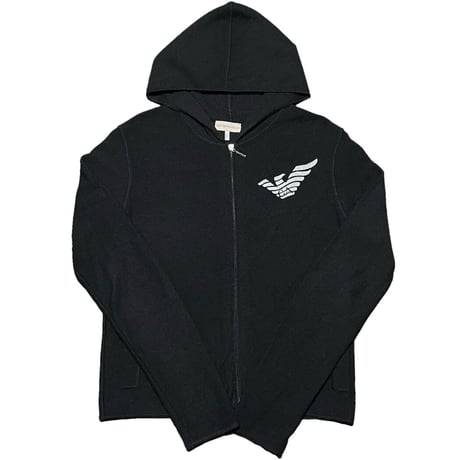 MADE IN ITALY製 EMPORIO ARMANI フルジップウールパーカー ブラック Lサイズ