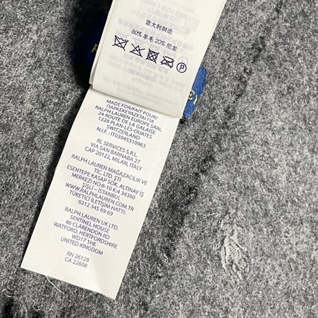 MADE IN ITALY製 POLO RALPH LAUREN リバーシブルウールマフラー ブラック×チャコールグレー