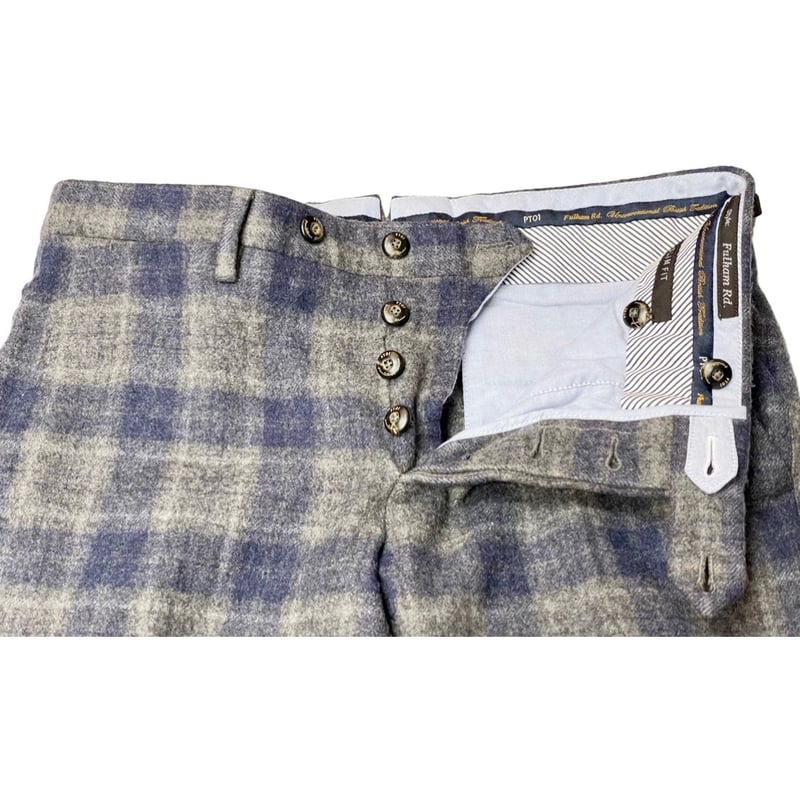 新品 XLサイズ PT01 スラックス Fulham Rd. チェック 大きい MADE IN ROMANIA製 PT01 Fulham Rd. SLIM FIT チェック柄