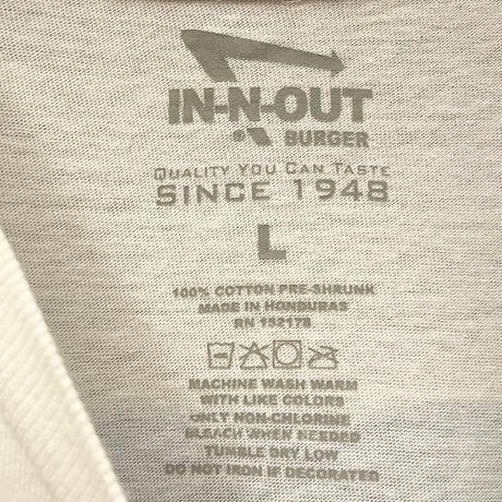IN-N-OUT BURGER バックプリントTシャツ ホワイト Lサイズ