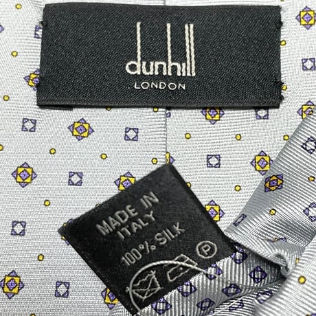 MADE IN ITALY製 dunhill 小紋柄シルクネクタイ グレー