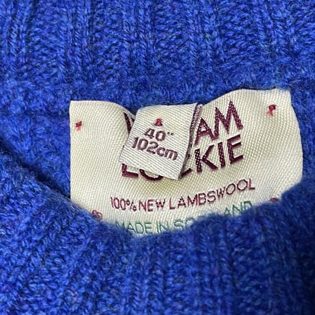 MADE IN SCOTLAND製 WILLIAM LOCKIE クルーネックラムウールセーター ブルー 40サイズ