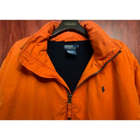 90s Polo by Ralph Lauren フード付き中綿フルジップジャケット オレンジ XXLサイズ