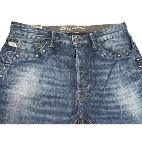 Blood & glitter ITALIAN SLIM スタッズデニムパンツ インディゴ W32-L32サイズ