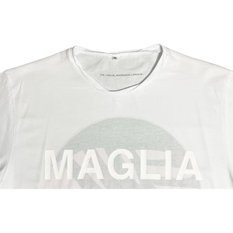 ★新品★ MADE IN ITALY製 MAGLIA 2024年SSモデル「PACE」ロゴプリントクルーネックTシャツ ホワイト S～Lサイズ