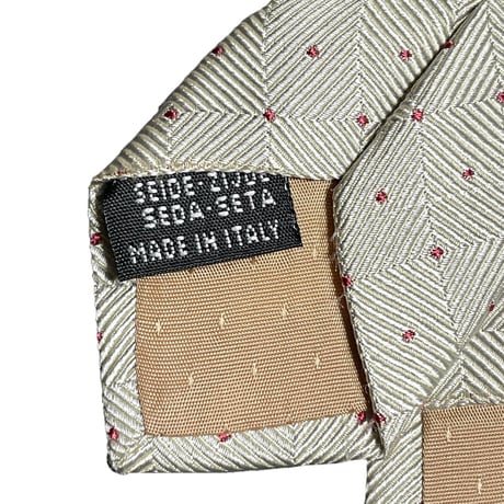 ▲訳あり商品▲ MADE IN ITALY製 +A VIA BUS ドット柄シルクネクタイ シャンパンシルバー