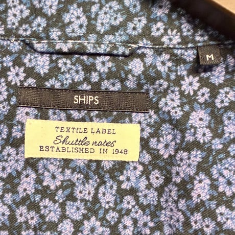 MADE IN JAPAN製 SHIPS Shuttle notes 花柄 長袖シャツ ネイビー Mサイズ