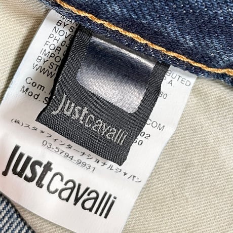 ☆タグ付き新古品☆ MADE IN ITALY製 Just Cavalli スタッズ付きダメージ加工デニムパンツ インディゴ W40サイズ