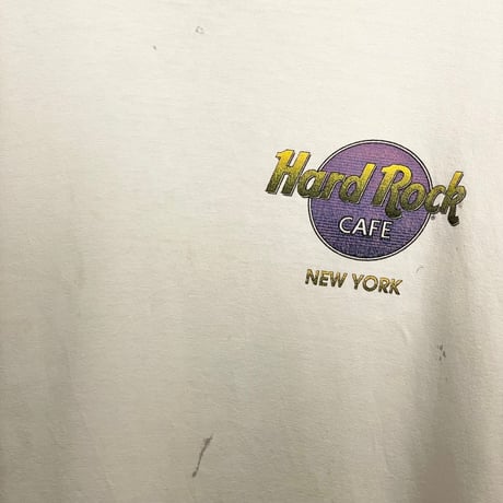 希少 MADE IN USA製 90s Hard Rock CAFE NEW YORK HEAVY TEE バックプリントTシャツ ホワイト Mサイズ
