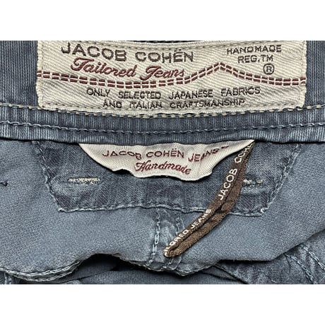 MADE IN ITALY製 JACOB COHEN 688モデル コットンテーパードパンツ グリーングレー W30サイズ