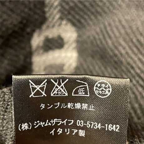 MADE IN ITALY製 Via Sara リバーシブルウールロングマフラー ブラック×グレー
