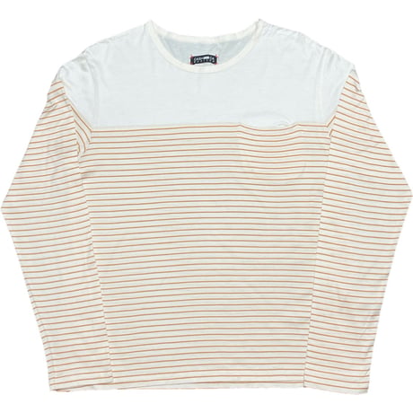 MADE IN JAPAN製 CASH CA ENGLAND 長袖ボーダーシャツ ホワイト×オレンジ Lサイズ