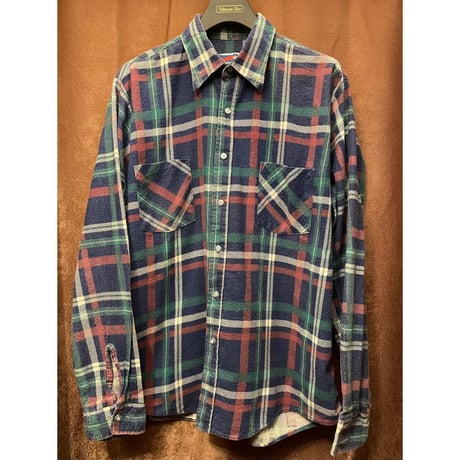 MADE IN USA製 80s～90s AMERICAN EDITION 長袖チェック柄フランネルシャツ マルチカラー Lサイズ