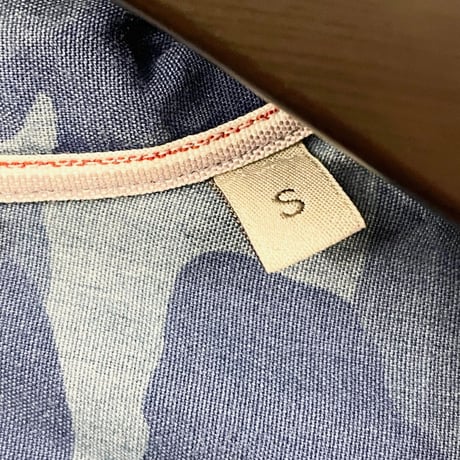 MADE IN ITALY製 ORIAN DENIM DIVISION Slim Fit 長袖デニムカモフラシャツ ブルー×ライトブルー Sサイズ