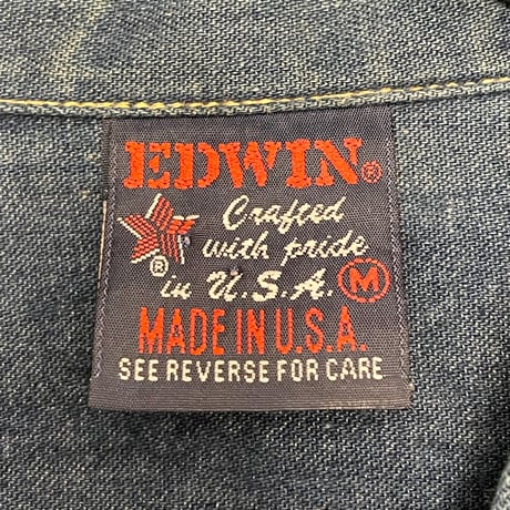希少 MADE IN USA製 EDWIN 長袖デニムシャツ インディゴ Mサイズ