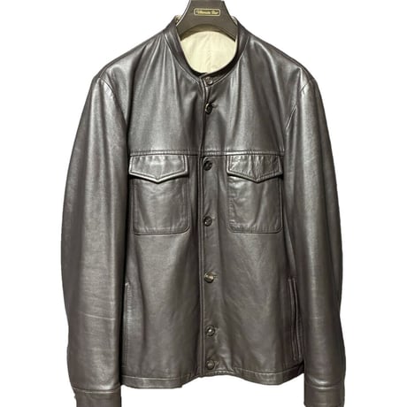 定価15万 ブートニエール付き MADE IN ITALY製 LARDINI ラムレザージャケット ダークブラウン 48サイズ