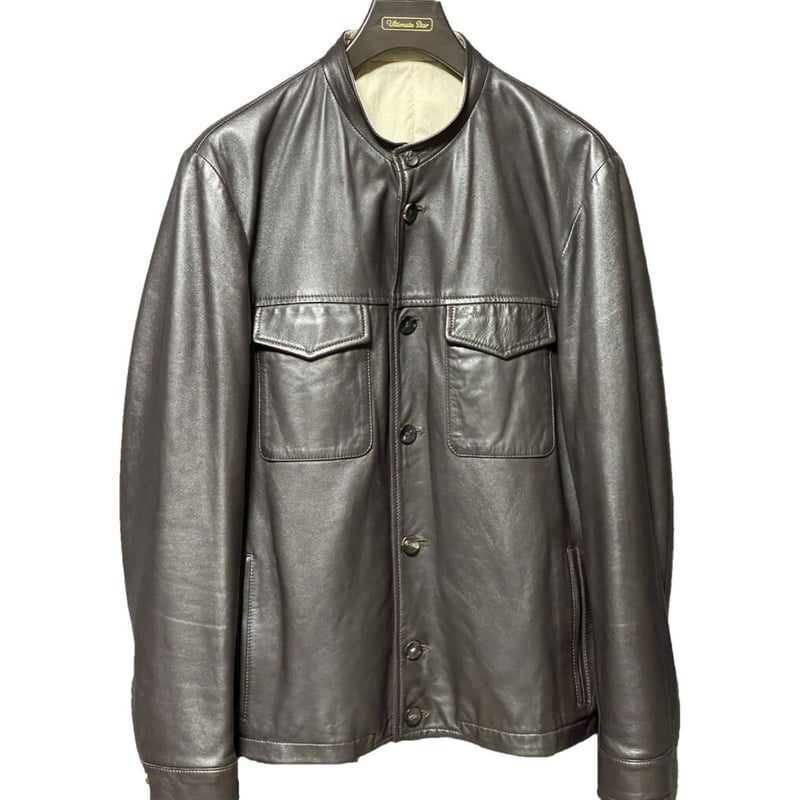 LARDINI シャツジャケット L ブートニエール付 定価15万 ブートニエール付き MADE IN ITALY製 LARDINI ラムレザー