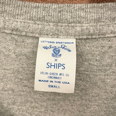 MADE IN USA製 Velva Sheen × SHIPS ポケット付きVネックTシャツ グレー Sサイズ