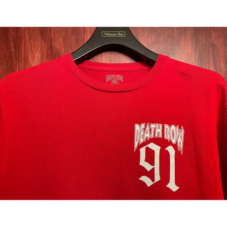 DEATH ROW RECORDS 長袖プリントTシャツ レッド Sサイズ
