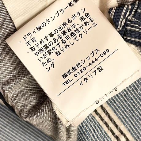 【SHIPS 取り扱い】 MADE IN ITALY製 U-Ni-Ty ストライプ柄コットンテーラードジャケット ライトブルー 46サイズ
