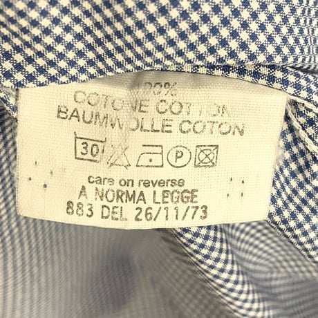 MADE IN ITALY製 Bevilacqua ギンガムチェック柄長袖シャツ ブルー Sサイズ
