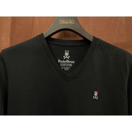 Psycho Bunny ピマコットンVネックTシャツ ブラック 3サイズ