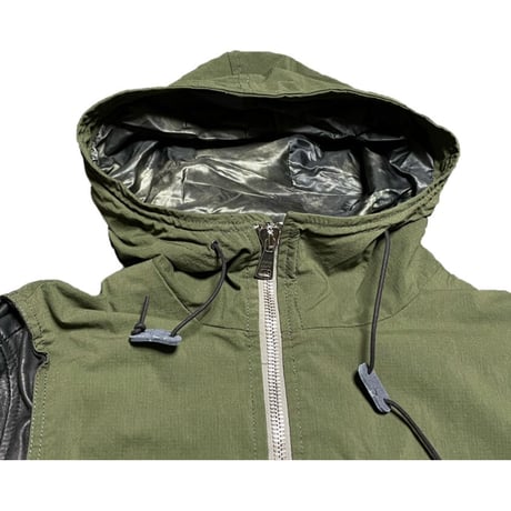 タグ付き美品 MADE IN ITALY製 GIORGIO BRATO レザー切り返しミリタリージャケット カーキ×ブラック 48サイズ