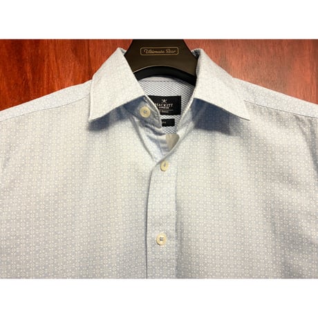 HACKETT LONDON J-Fit 総柄 長袖シャツ ライトブルー XSサイズ
