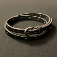 専用ポーチ付き RUGBY RALPH LAUREN スタッズ付き2連～3連レザーブレスレット ブラック Fサイズ