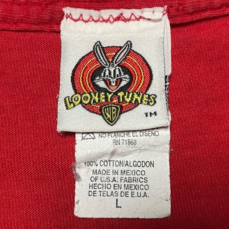MADE IN MEXICO製 Looney Tunes Tasmanian Devil キャラクタープリントTシャツ レッド Lサイズ