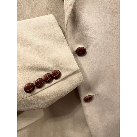 MADE IN CANADA製 RALPH LAUREN made expressly for Dillard's スウェードレザー調テーラードジャケット アイボリー 44Rサイズ