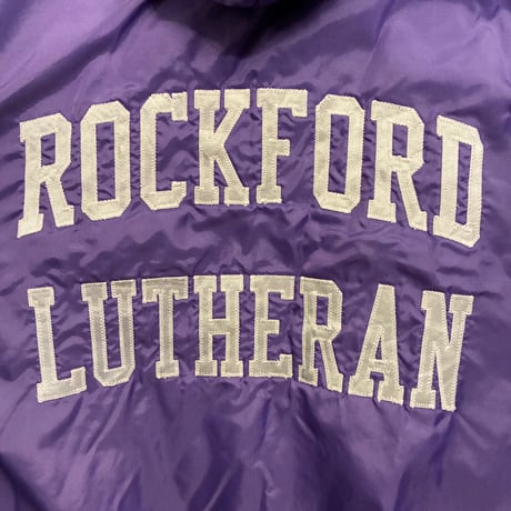 MADE IN USA製 GAME Sportswear Ltd. ROCKFORD LUTHERAN ハーフジップナイロンパーカー パープル XLサイズ