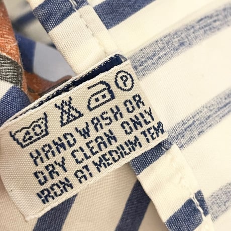 希少 MADE IN ITALY製 NEW ENGLAND ストライプ柄半袖ボタンダウンシャツ ブルー×ホワイト Mサイズ