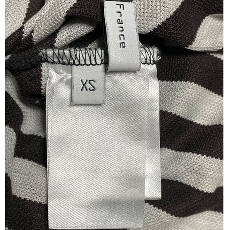 MADE IN FRANCE製 BALENCIAGA ボーダー柄鹿の子ポロシャツ ブラウン×グレー XSサイズ
