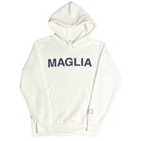 ★新品★ MADE IN ITALY製 MAGLIA 2025年AWモデル S-2814N 「MAGLIA」 プリント入り 裏起毛 スムースプルオーバーパーカー オフホワイト M～XLサイズ