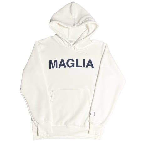 ★新品★ MADE IN ITALY製 MAGLIA 2025年AWモデル S-2814N 「MAGLIA」 プリント入り 裏起毛 スムースプルオーバーパーカー オフホワイト M～XLサイズ