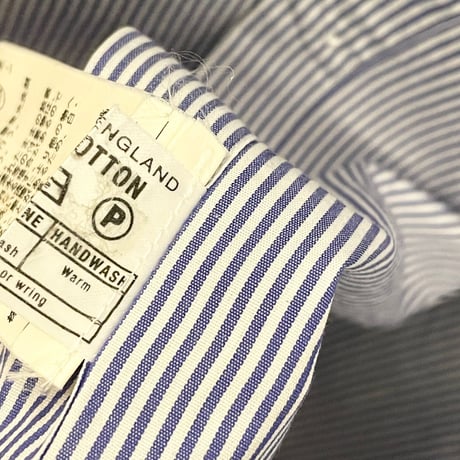 【UNITED ARROWS 取り扱い】 MADE IN ENGLAND製 Raincheetah ストライプ柄 長袖シャツ ホワイト×ブルー Mサイズ