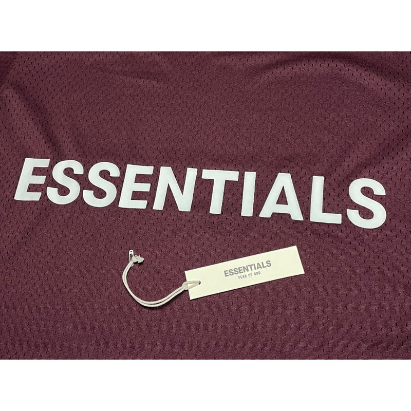 FOG ESSENTIALS バックロゴ VネックメッシュTシャツ ボルドー Mサイズ 