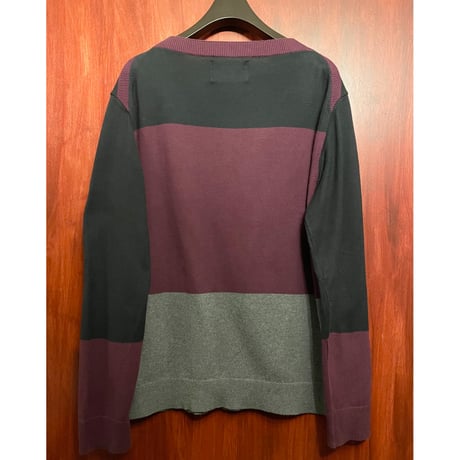 MADE IN FRANCE製 Fileuse d'Arvor × ZUCCa CABANE de ZUCCa コットンニットバスクシャツ ブラック×パープル×グレー Mサイズ