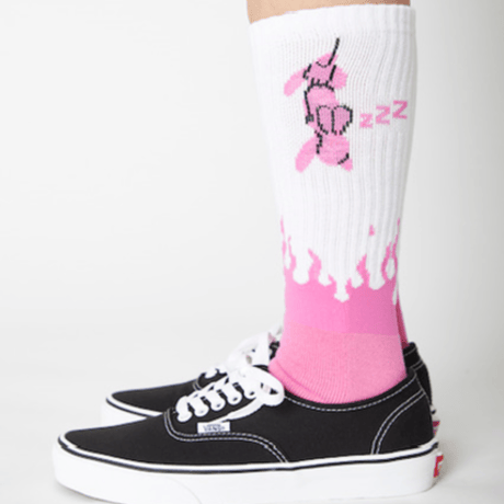 ★新品★ MADE IN JAPAN製 BBB NIGHT チューブソックス ホワイト×ピンク Fサイズ ユニセックス着用可能