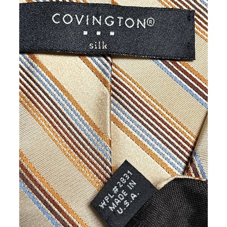 MADE IN USA製 COVINGTON レジメンタルストライプ柄シルクネクタイ ベージュ